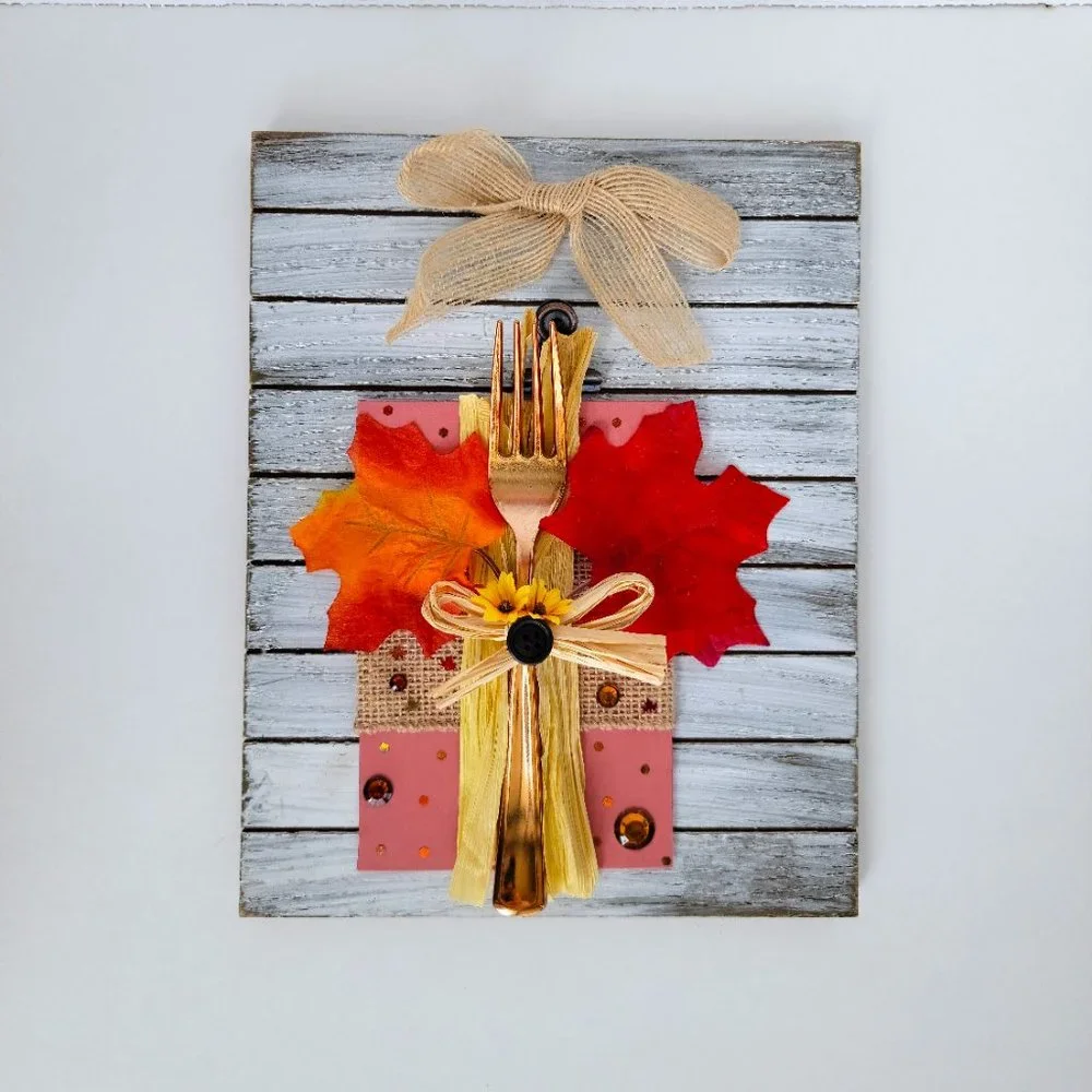 Fall Thanksgiving Wall Art | 6x4” Handmade Autumn Decor | Rustic Fork Collage |